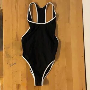 Volcom Chic Black One-Piece Swimsuit/Bodysuit with White Trim
